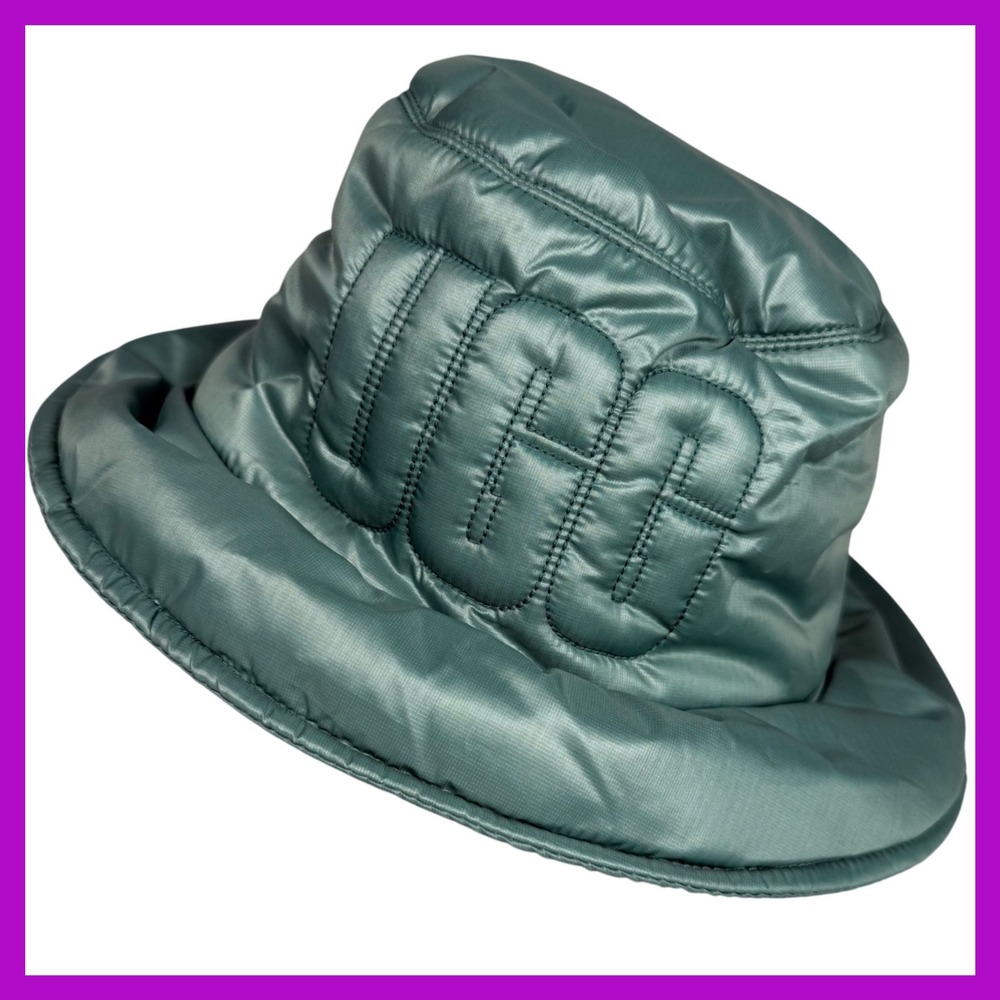 UGG Bucket Hat Puffer‎ Style Logo Embroidered Teal Green S/M